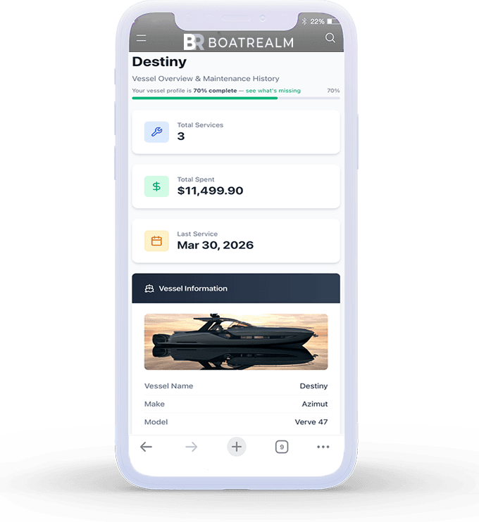 BoatRealm Smart Maintenance Log book overview